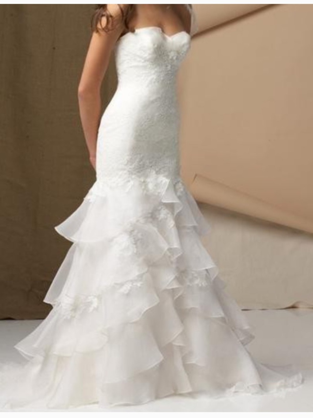 Watters Cabo Wedding Gown White Bridal Gown Lace Strapless Women’s 6 READ